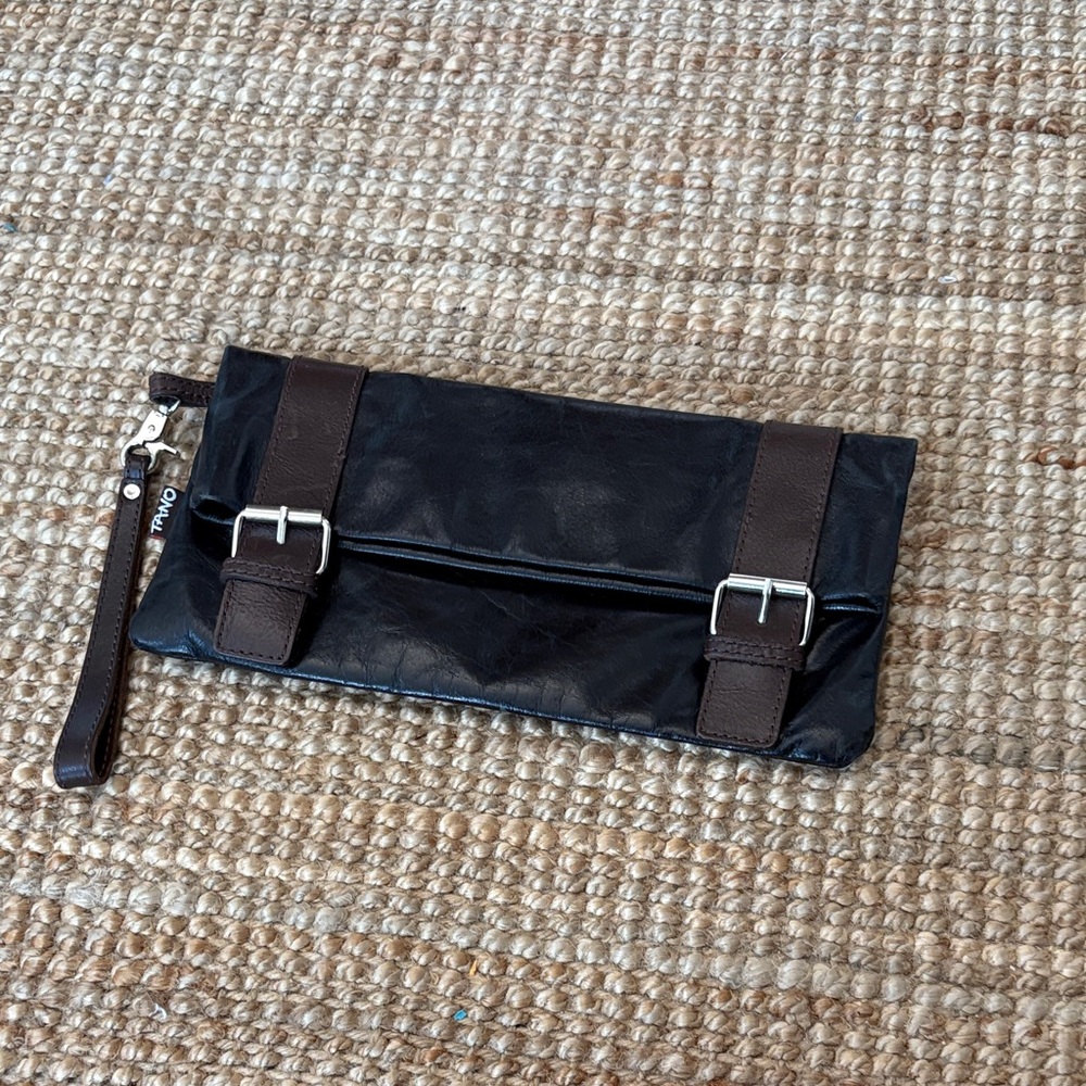 Tano Black and Brown Clutch Wristlet